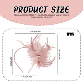 Ladies Fascinator Wedding Hat,Fascinator Pink, Headdress Feather Mesh Hair Accessories Faux Flowers Head Flowers Retro Fascinators Hat Flower Mesh Ribbons Feathers, Party Headwear for Girls and Women