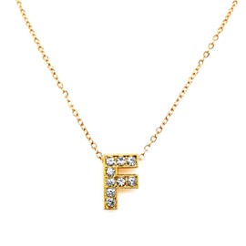 jewelleryjoy A-Z Alphabet Initials Necklace Gold Plated Pendant Necklace Chain Choker (F)