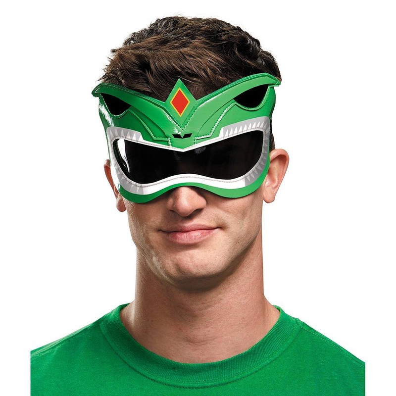 Disguise Men's Green Ranger Adult 1/4 Costume Mask, Green, One