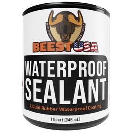 BEEST Liquid Rubber Waterproof Sealant Black, 32 Oz Covers up to 6-10 Sq ft| Roof Sealant Waterproof Coating for Indoor & Outdoor Leak Repair| Easy to Apply Waterproofing Foundation Sealer
