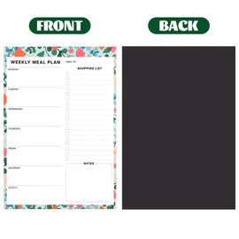 60 Sheet Meal Planner for Fridge, Magnetic Weekly Meal Planner & Grocery List with Tear-off Shopping List for Meal Prep, 7x10''-Flower Design