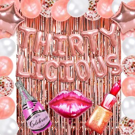 Thirtylicious Birthday Decorations 30th Birthday Decorations for Her Party Supplies 30 Decorations Birthday For Women 30th Birthday Balloons For Woman Thirty 30 Years Old Birthday Decorations