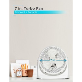 BLACK+DECKER Turbo Desk Fan – Electric Portable 7 Inch Table Fan with Adjustable Tilt for Quiet Cooling, White