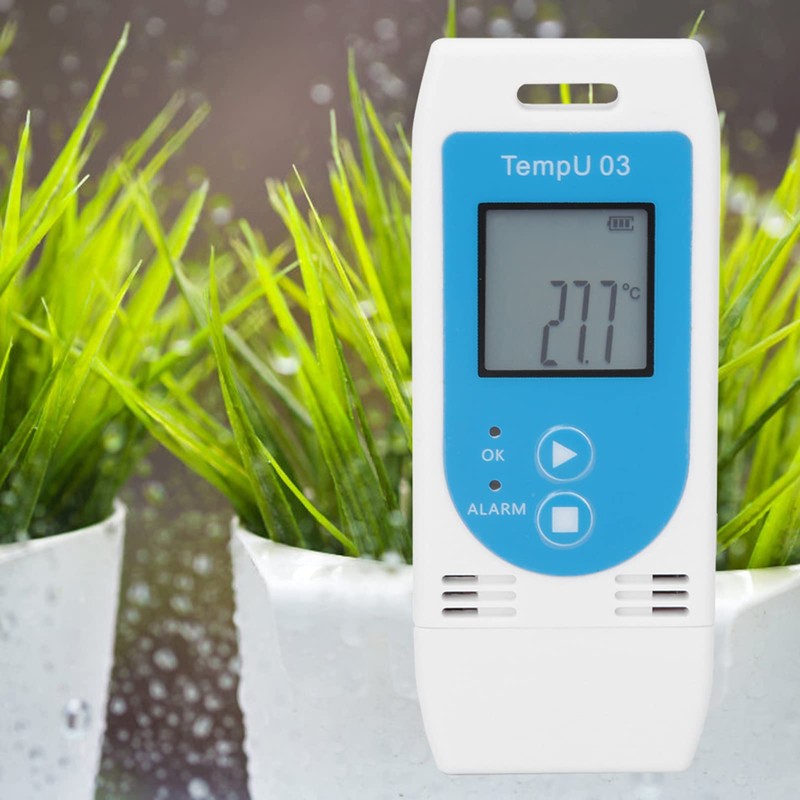 LOCADENCE Temperature Humidity Data Logger, Reusable LCD Digital Temperature Recorder,