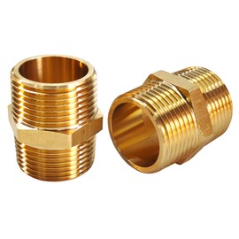 Gadoutcover 2PCS Hex Brass Nipple 1"NPT Male X 1" NPT Male Pipe Fitting 1 inch Pipe Nipples Male Pipe Adapter Fittings Heavy Equal Nipples Connectors