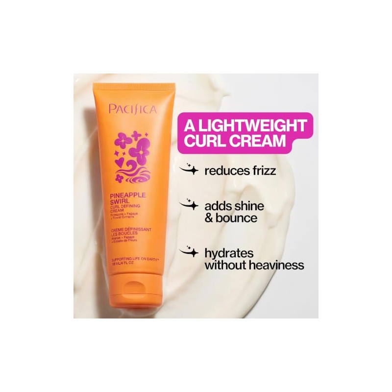 Pacifica Beauty Pineapple Swirl Curl Defining Cream, 4 Ounce
