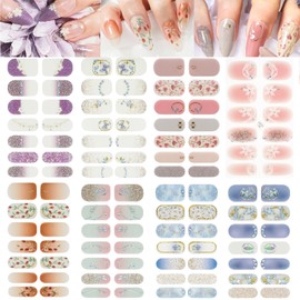 8 Nail Seals, Nail Stickers for Hands, Long Lasting, Odorless, 3D Dimensional, No Damage, Nail Wrap, For Hands, Flash Drill, Sequins, No Hardening Required, Just Stick, Short Nails, Flowers, Sheer,