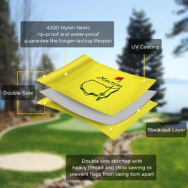 CoGolfing Augusta National Golf Flag Mini, 8x6 Inch, Double-Sided Silk-Screened, Fade-Resistant 420D Nylon, Ideal for Backyard Practice Putting Green, Yellow, 1-Pack