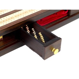Regal Games - Luxury Cribbage Board - Portable & Elegant Cribbage Set - Includes 1 Natural Wood Game Board, Deck of Cards, Felt Storage Bag, 9 Metal Pegs - Fun Family Games - for 2-4 Players Ages 8+