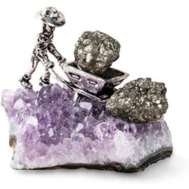 Namvo Creative Miner Crystal Decoration Stone Lifelike Model Amethyst Base Mineral Crystals Best Birthday Gift for Childers