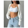Milumia Women's Open Front Sweater Shrug Lantern Long Sleeve Crop