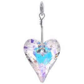Gem Avenue Heart Shape Clear AB Austrian Crystal 925 Sterling Silver Charm Pendant for Women