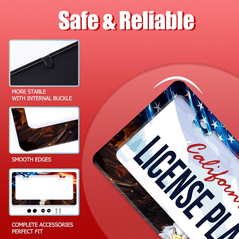 American Flag Bald Eagle License Plate Frame Patriotic License Plate