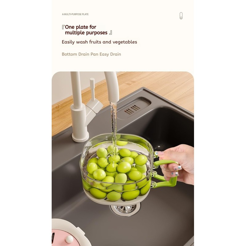 HavenLiving CollapsibleMulti-PurposeColanderStrainerSpace-Saving FoldablePlasticPastaDrainerFruit/Vegetable WashBasketKitchenFilter for SinkCookingSaladPrepSalad Washer Vegetable wash(Rasplbury Pink)