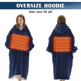 Homemate Heated Wearable Blanket Hoodie - with Battery Pack 7.4V - Oversized Blanket Hoodie for Women Men - Warm Hoodie Blanket
