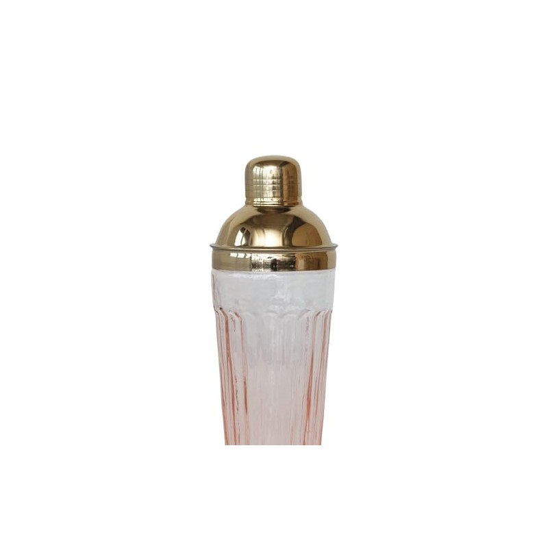 Creative Co-Op 20 oz. Glass Cocktail Shaker, Pink and Gold