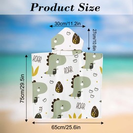 mellystore Hooded Bath Poncho Children's Bath Poncho with Hood 65 x 75 cm Towel Poncho Child Microfibre Bath Towel Kids Beach Towel Boys Girls for Beach Swimming Shower (Green Dinosaur)