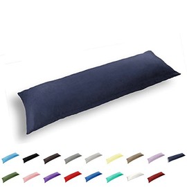 GyuLin 100% Cotton 300 Thread Count Soild Colour Body Pillow Cover Pillow Case Cushion Cover with Zippers Only Cover No Insert 20 x 72 Inches / 51 x 180 cm Navy Blue