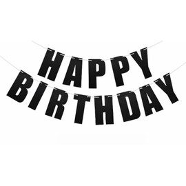 Shiny Black Happy Birthday Banner Birthday Banner for Black Party Decorations Kid Birthday Supplies for Women Men Birthday Party