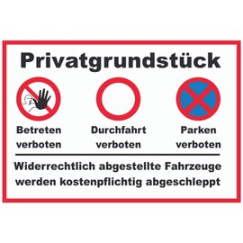 Tin Sign 20 x 30 cm Curved Private Property Car Parking Prohibited Decorative Gift Sign
