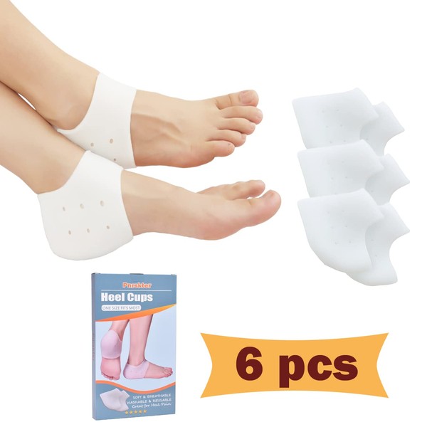 Heel Cups, Heel Sleeves, Plantar Fasciitis Inserts, Gel Heel Pads Cushion, New Material (3 Pairs) Great for Heel Pain, Dry Cracked Heels, Achilles Tendinitis, for Men & Women.