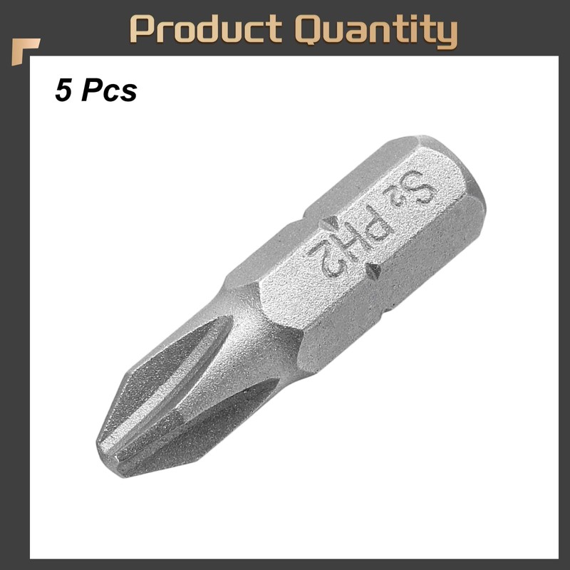 HARFINGTON 5pcs Phillips Screwdriver Bits 1/4" Hex Shank PH2 Magnetic