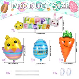 HOWAF 9pcs Happy Easter Foil Balloons, Easter Decoration Balloons easter Bunny Rabbit Balloons Egg Chicken balloons for Party Decorations Birthday Party