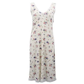 Zmart Australia Women 100% Cotton Sleeveless Nightie Night Lace Dress Gown Pyjamas Sleepwear PJs, Red & Purple Flowers, 22