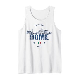 Rome Historical Landmarks Vintage Italy Flag Tank Top