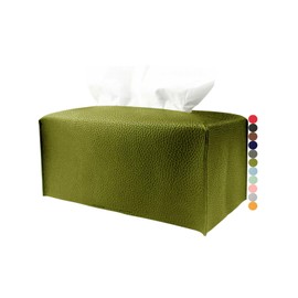 Rectangle Tissue Box Cover Green - Normal Size Leather Rectangular Tissue Box Cover [JESMINI] Faux Leather Tissue Box Holder Long for Normal Rectangular Facial Tissue Box