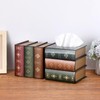 Hoowen Antique Wooden Book Tissue Holder, Decorative Square Tissue Cover