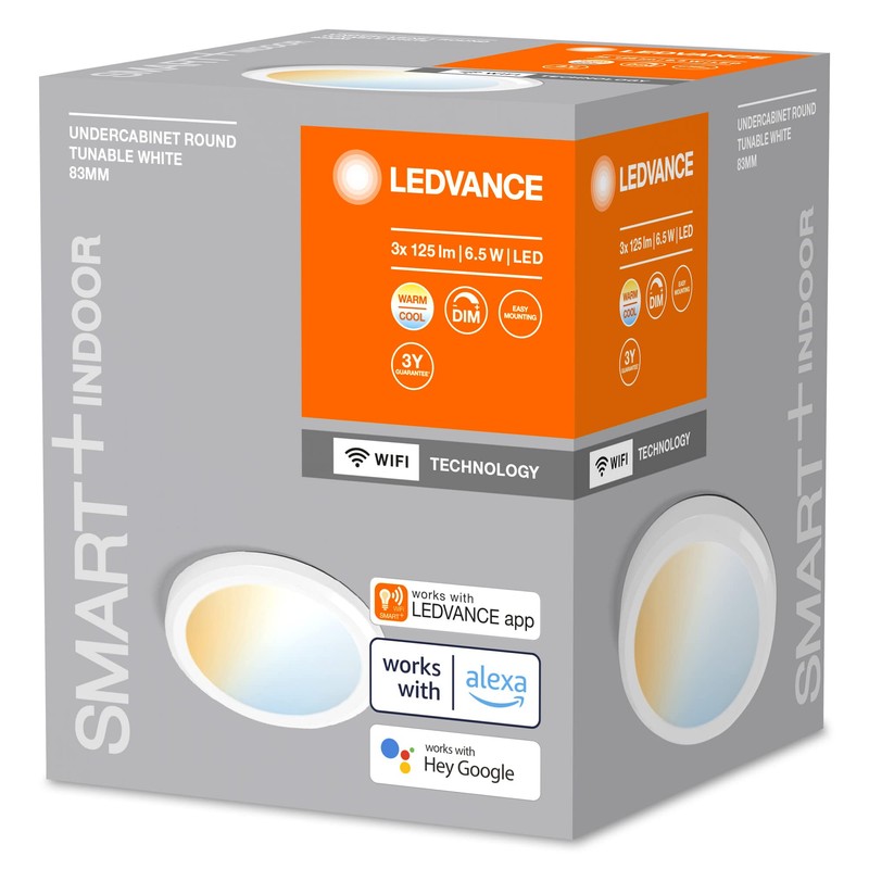 LEDVANCE SMART+ WiFi Under Cabinet Light, Round, White, 6.5 W,