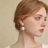 Huge Tomato 16mm Big Pearl Dangle Earrings White Round Pearl