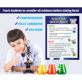 ZOCO - Science Lab Safety Rules Posters (2 Pack) - Kids Science Posters for Middle School, High School - Chemistry, Laboratory Classroom Decor - Laminated, 17x22 inches