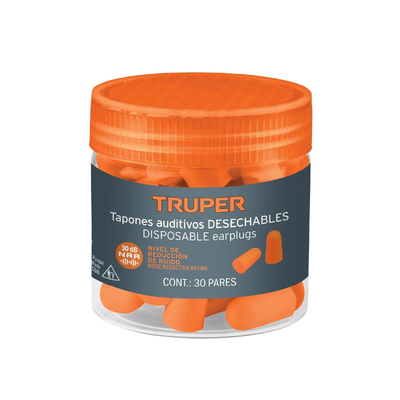 TRUPER 104117 Bote Con Tapones Auditivos Desechables De Espuma, 30