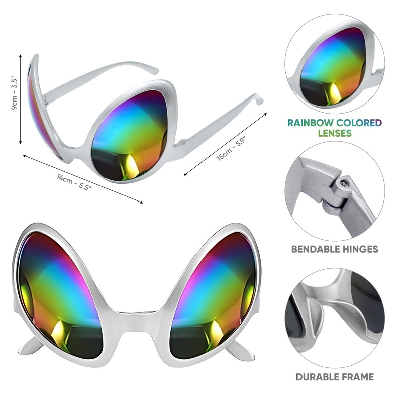 Cheerin Silver Alien Headbands & Glasses – Adult Martian Antenna