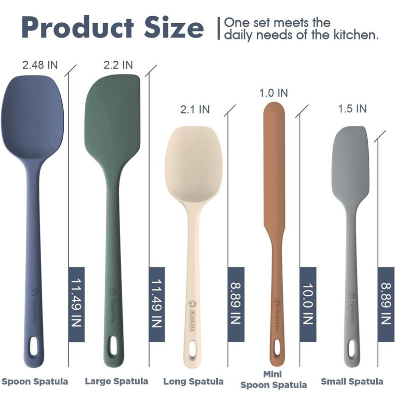 ChefAide 5 Piece Firm Core Silicone Spatula Set / Great