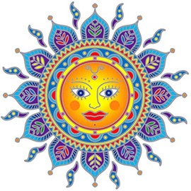 Golden Sun Mandala - Window Sticker / Decal (5.5" Circular)