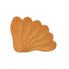 Shoe Insoles Set | 6 Pair Pack Natural Leather with Cork Underlayer for Men and Women | Replacement Inserts | Variety of Sizes | Kaps Leather Cork (Men / 10 UK / 44 EUR)