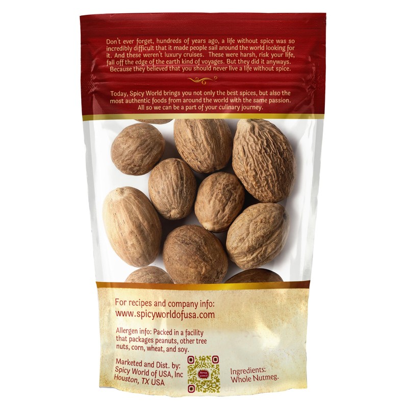 Spicy World Nutmeg Whole 3.5oz (100g) - Premium Grade from