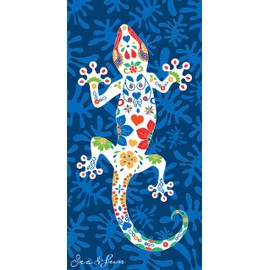 Miracle Home. Lizard Microfibre Beach Towel, 100% Polyester, Multi-Colour, 95 x 175 cm, 11752