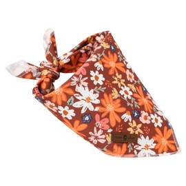 Lionet Paws Fall Dog Bandana Washable Cotton Brown Handkerchief Scarf Triangle Floral Oxalis Bandana for Small Medium Dogs Girl Boy