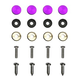 Set of 4 Purple Aluminum Screw On Type Caps with Stainless Steel Scerws Hardware for License Plate Frame Holder