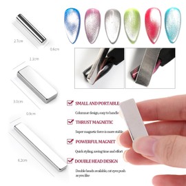 KAAGEE 9 Pieces Cat Eye Nail Magnet Cat Eye Magnet for Nails Cat Eye Magnetic Gel Polish Magnet Wand Strong Nail Art Magnets Stick Nail Design Tools for DIY Home, Salon, Studio