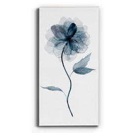 Renditions Gallery Canvas Floral Wall Art Nature Paintings & Prints Delicate Indigo Flower Modern Glam Romantic Canvas Artwork Decorations for Bedroom Office Kitchen - 12"x24" LT43