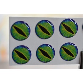 read ad 10  GREEN SLIT  3D Soft Molded 15mm .591"  Adhesive Eyes Fly Lures