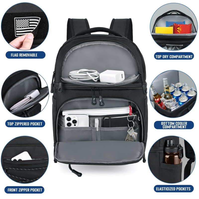 MOZETO Lunch Cooler Backpack Double Deck Lunch Box Backpack Insulated