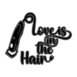 Girls Love is in The Hair Cute Girly Wall Decal Decoration Cute Vintage Electric Hair Trimmer Lasts Years and Easily Removable - Size: 20 in(W) x 16 in(H)
