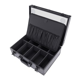 CeRaBuRET Large Makeup Train Case, Cosmetic Organizer Box with Lights and Mirror, Makeup Case with Customized Dividers, Multifunctional Makeup Artist Organizer Kit