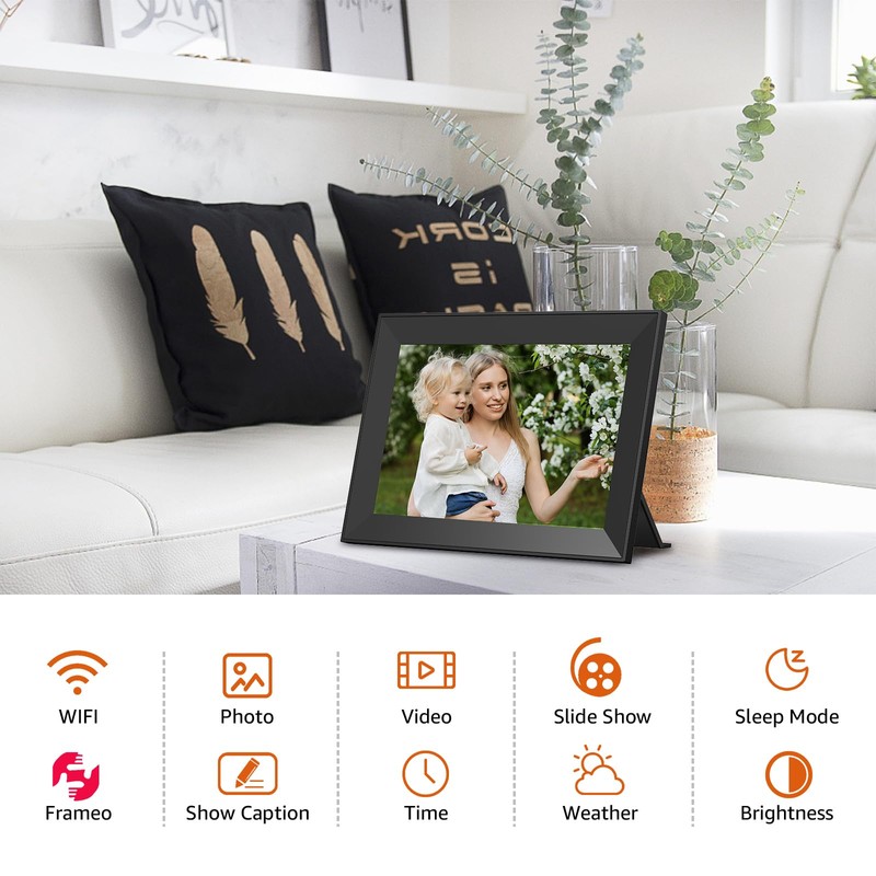 FRAMEO Digital Picture Frame WiFi 10.1 inch Digital Photo Frame